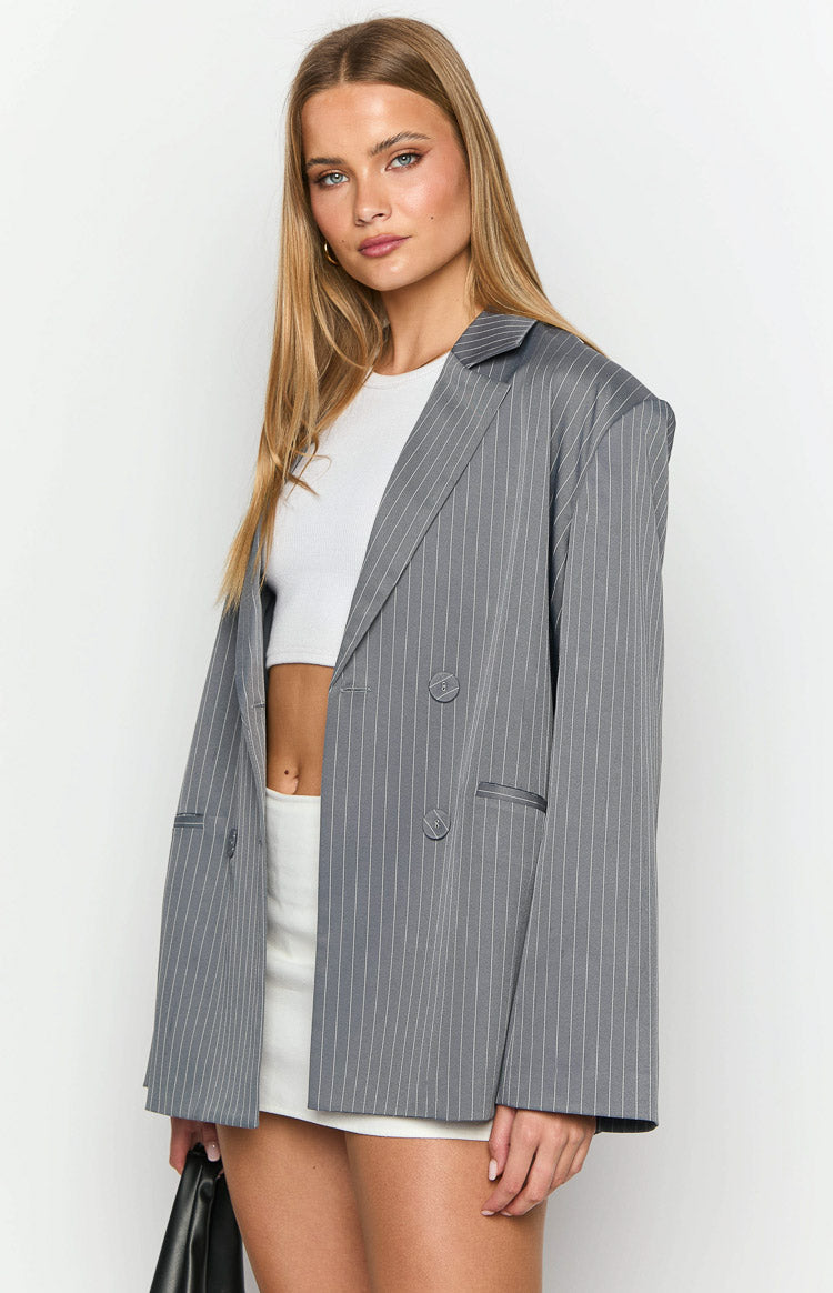 Louis Grey Striped Blazer Image