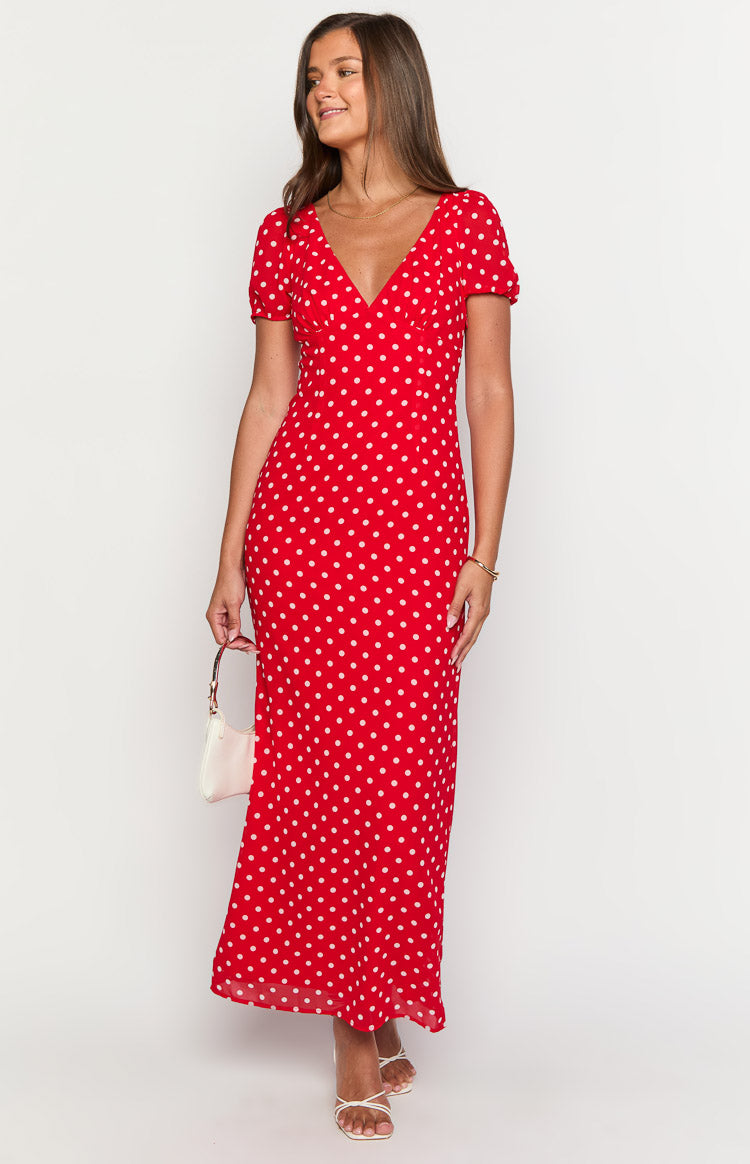 Lovella Red Polka Dot Maxi Dress Image