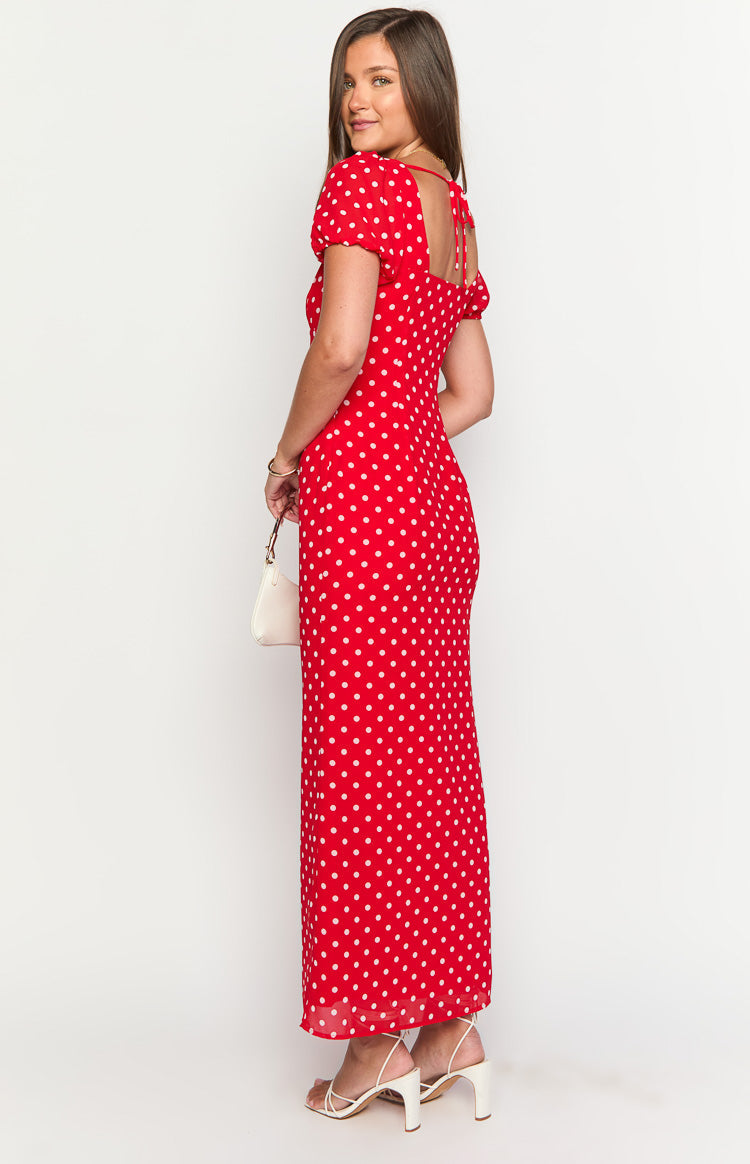 Lovella Red Polka Dot Maxi Dress Image