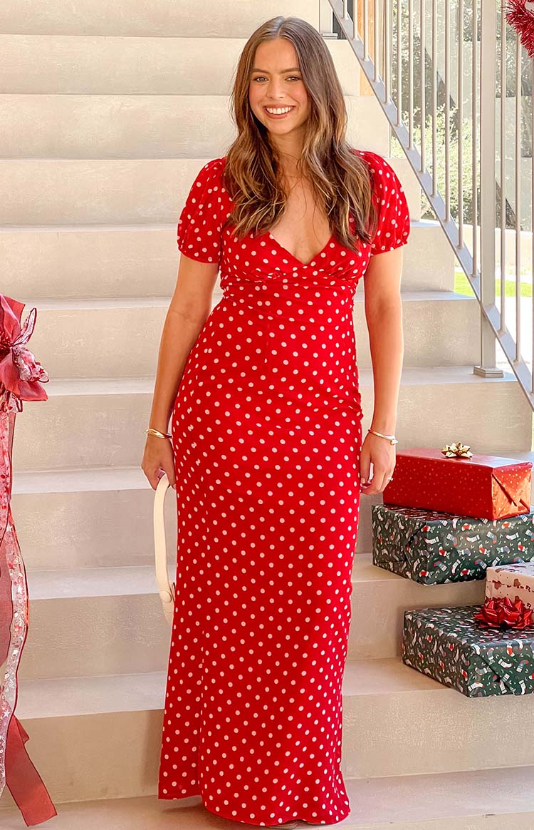 Lovella Red Polka Dot Maxi Dress Image