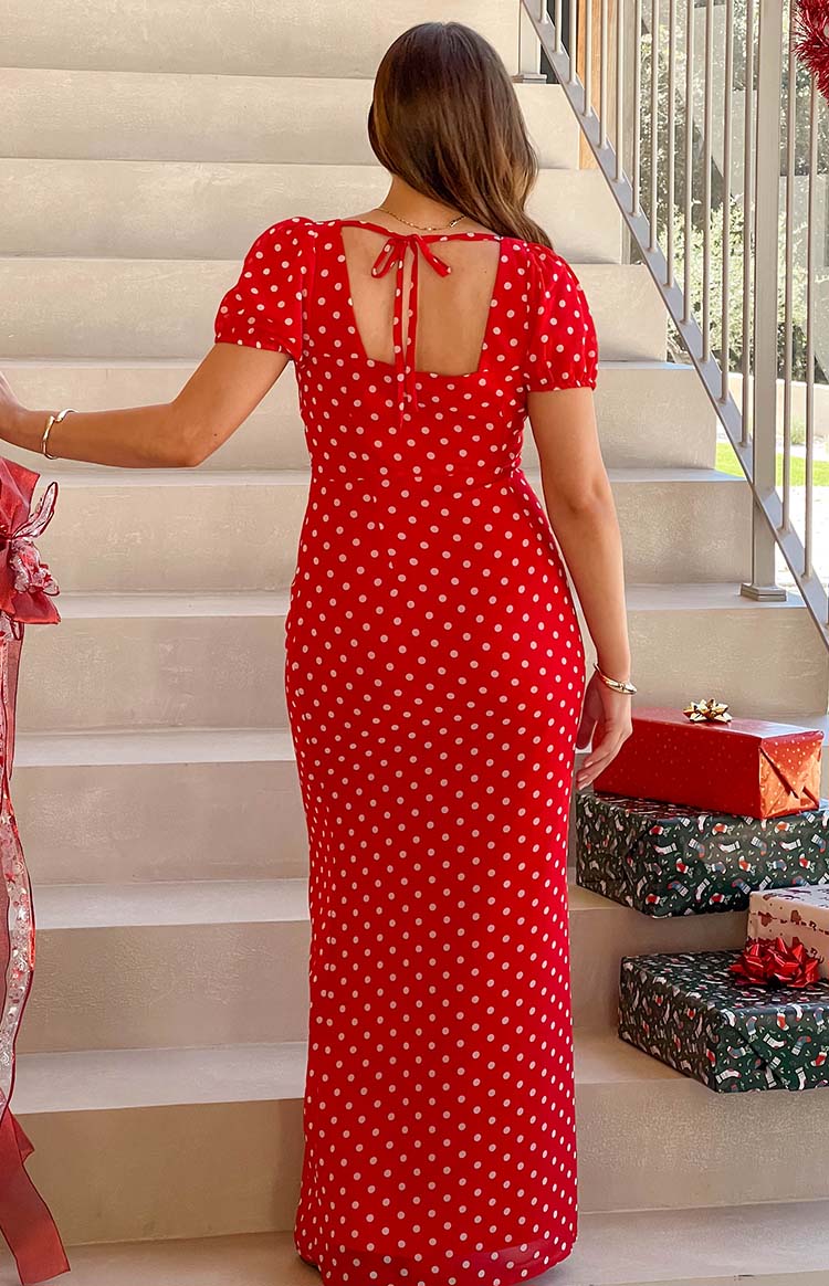 Lovella Red Polka Dot Maxi Dress Image