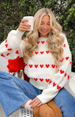 Lovey Red Heart Stripe Jumper Image