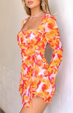 Lucy Azalea Pink Print Long Sleeve Mini Dress Image