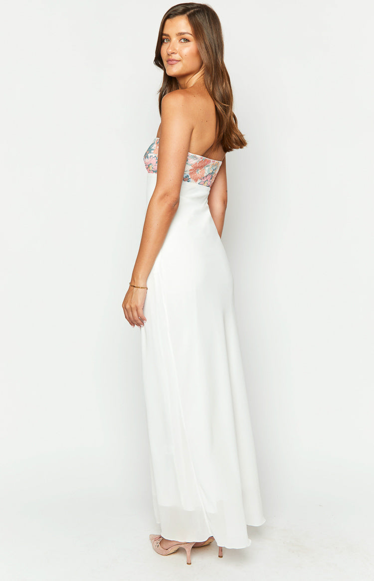 Lyric White Rose Sequin Strapless Maxi Dress Image