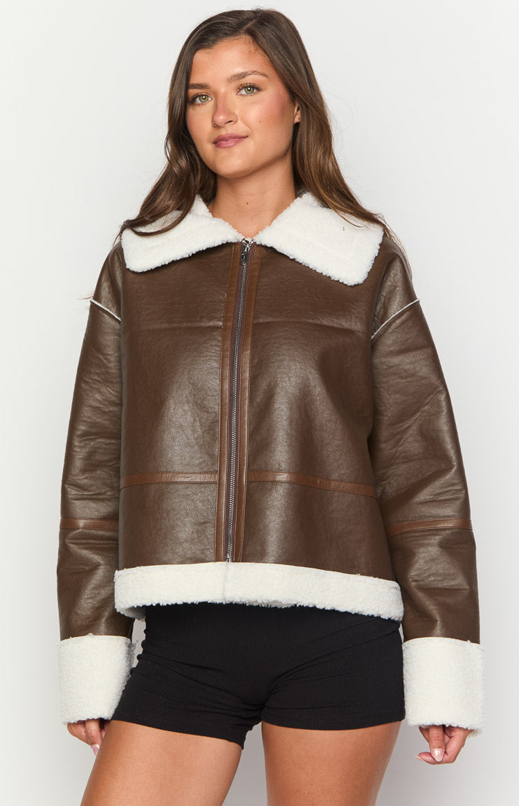 Myki Brown Sherpa Jacket Image