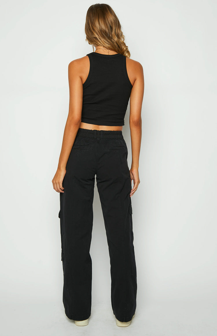 Millie Black Low Rise Cargo Trousers Image