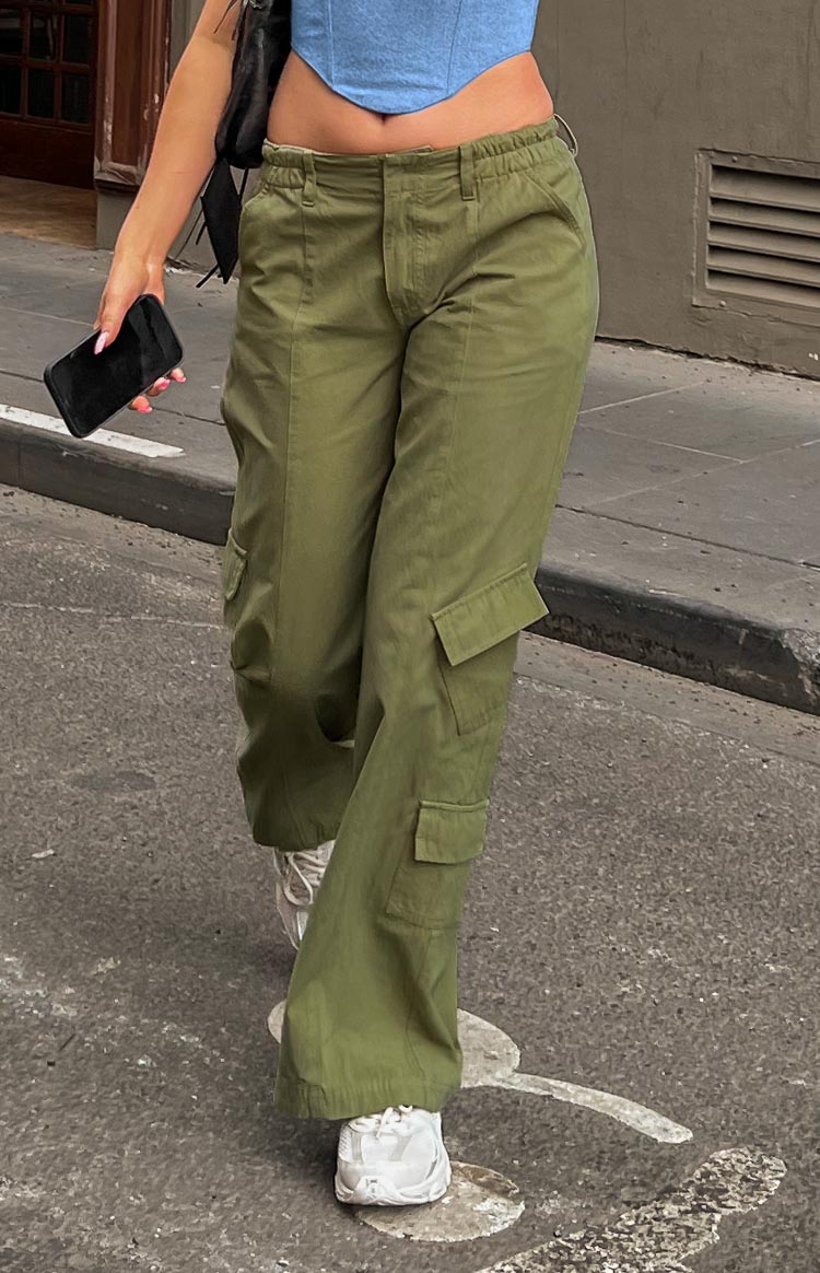 Women's High Waist Pocket Cargo Trousers Outdoor Army Green - Walmart.com
