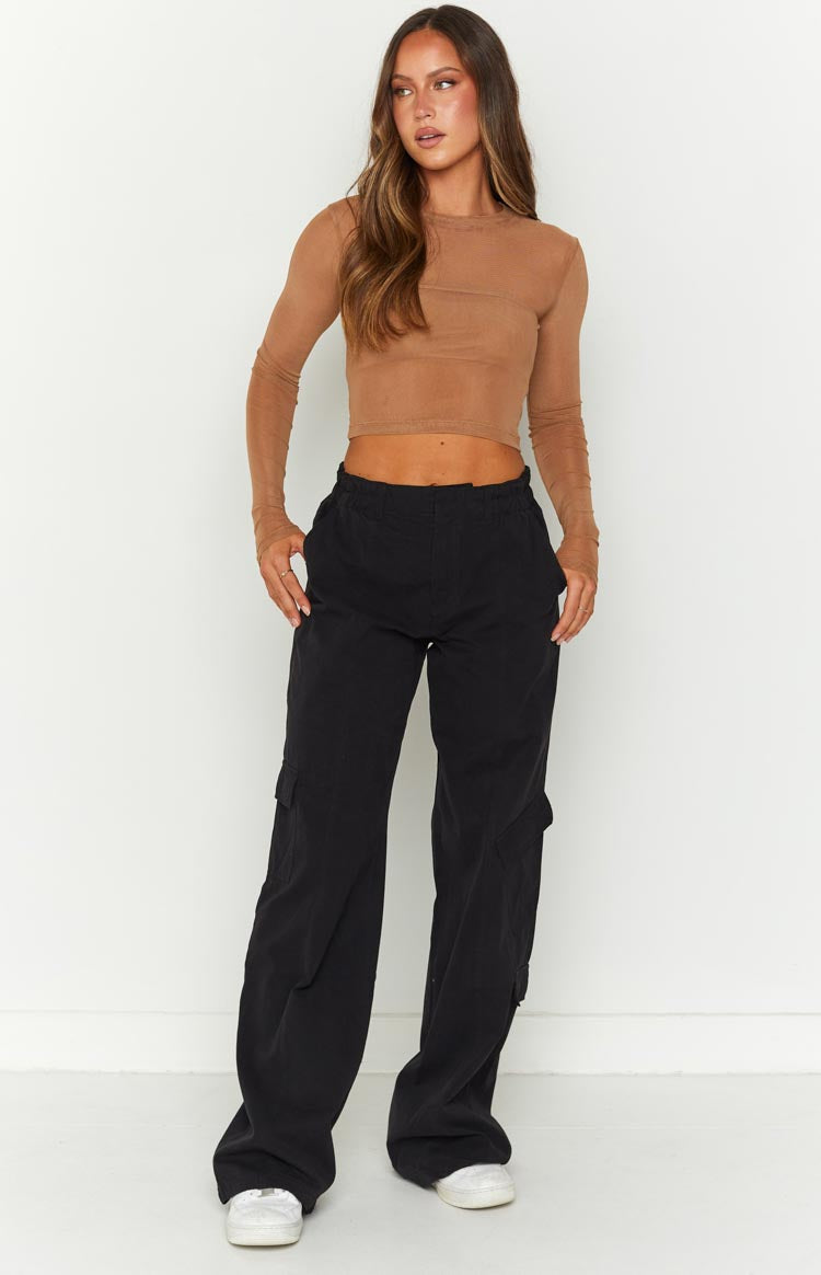 Millie Black Low Rise Cargo Trousers Image