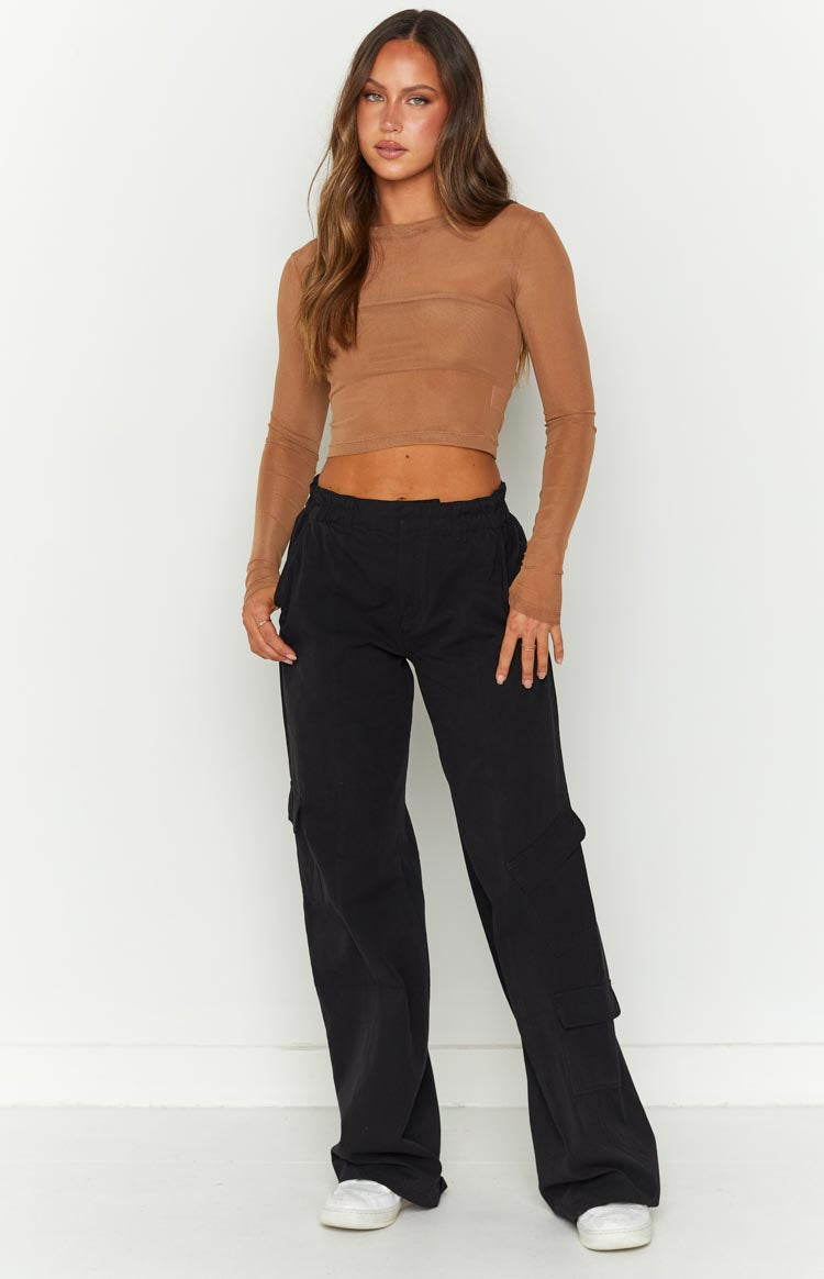 Millie Black Low Rise Cargo Trousers Image