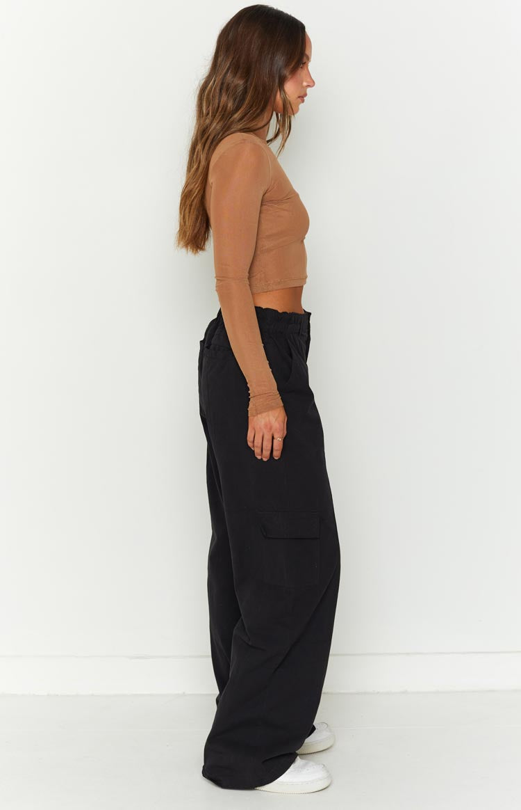 Millie Black Low Rise Cargo Trousers Image