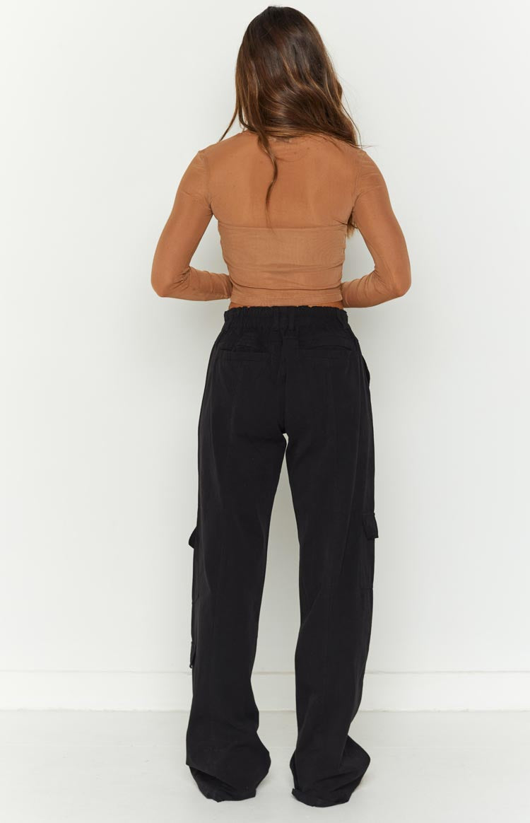 Millie Black Low Rise Cargo Trousers Image