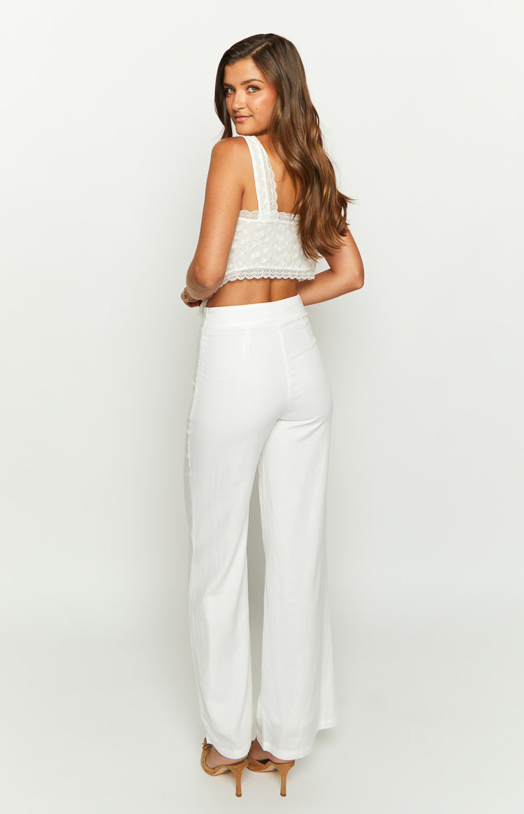 Mykonos White Linen Blend Pants – Beginning Boutique US
