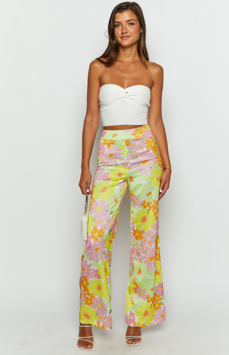 Mykonos Yellow Floral Pants – Beginning Boutique US