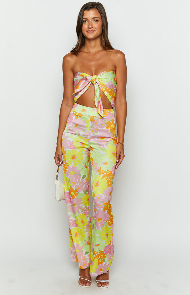 Mykonos Yellow Floral Pants – Beginning Boutique US