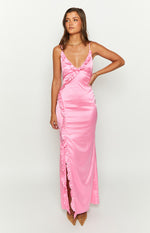 Party Girl Pink Satin Maxi Dress – Beginning Boutique US