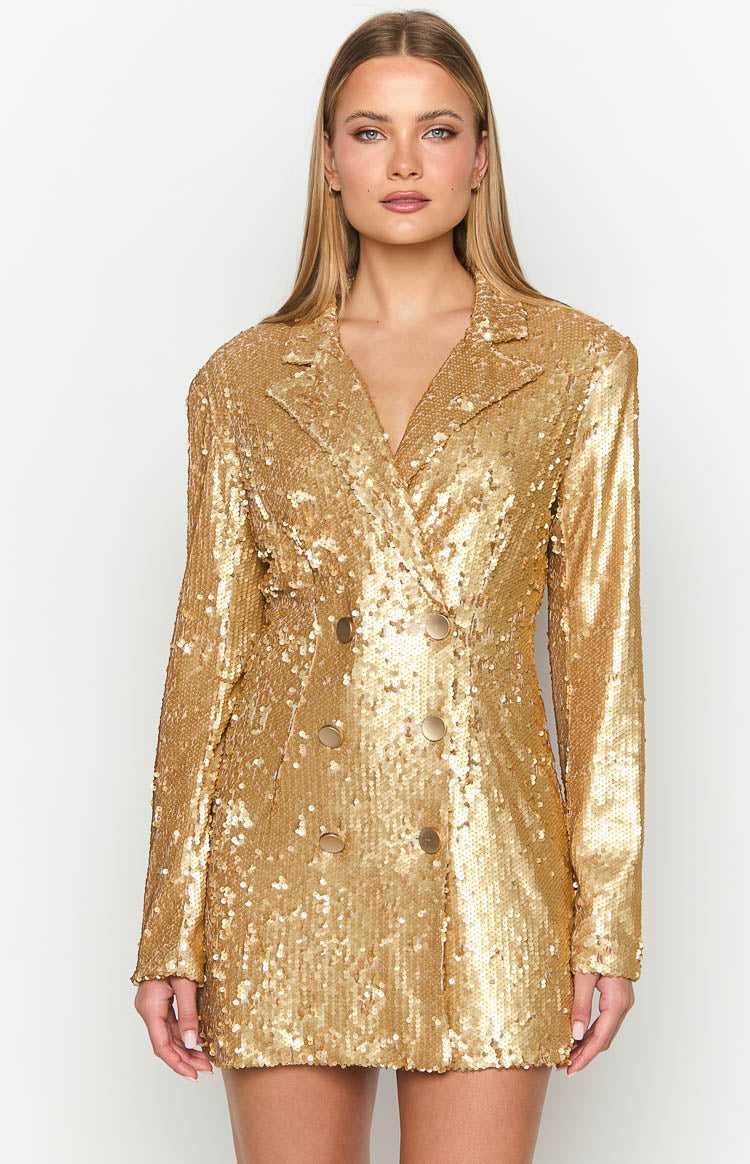 Gold sequins blazer best sale