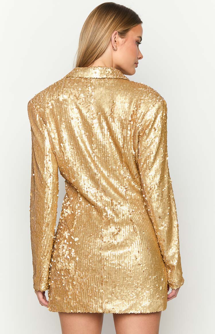 Natalie Gold Sequin Blazer Mini Dress Image