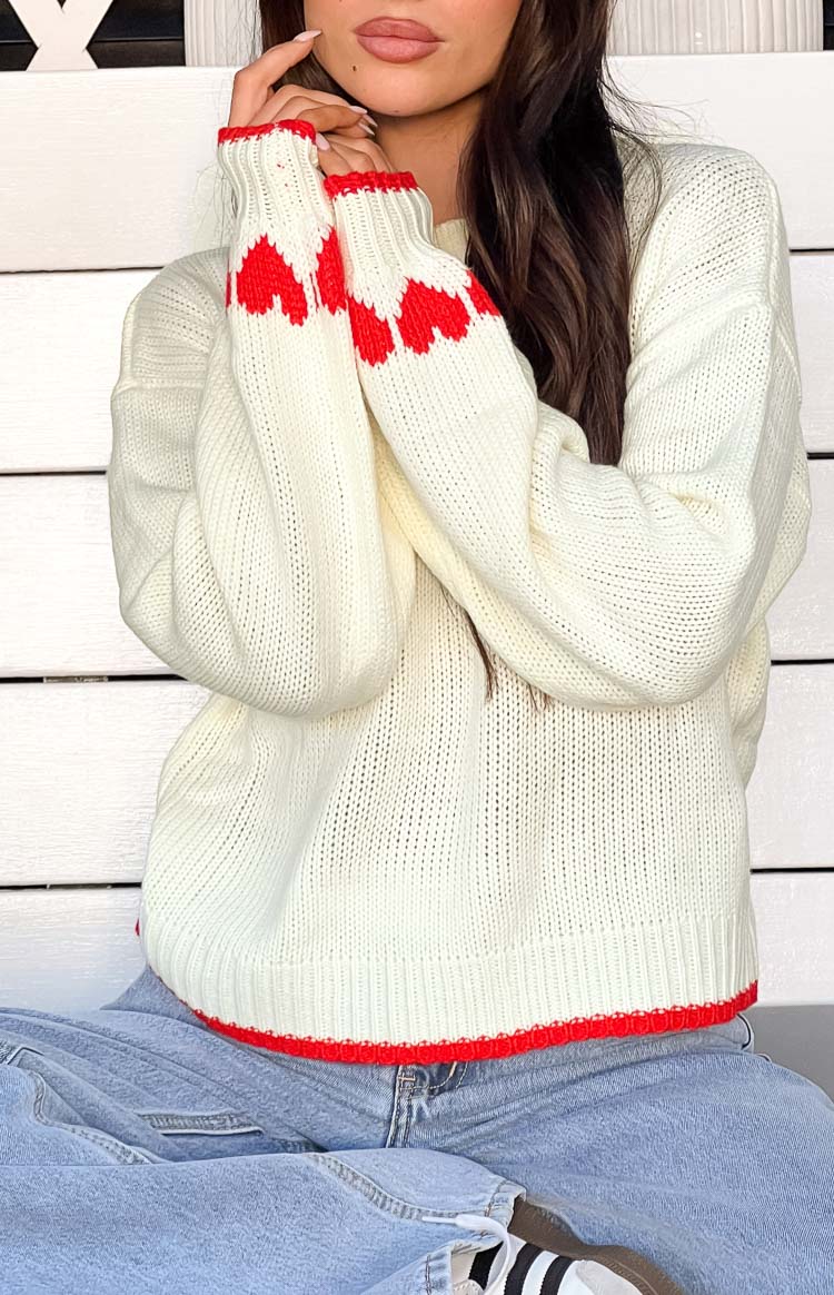 Norva White Heart Sleeve Sweater Image