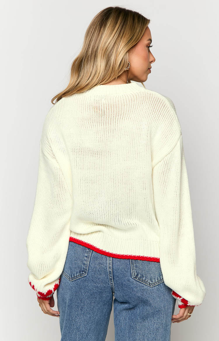 Norva White Heart Sleeve Sweater Image