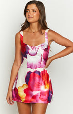 Pansy Pink Floral Sleeveless Mini Dress Image