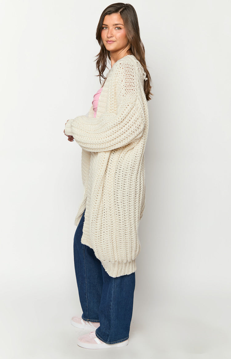 Peonie Cream Knit Cardigan Shop Jumpers by Beginning Boutique