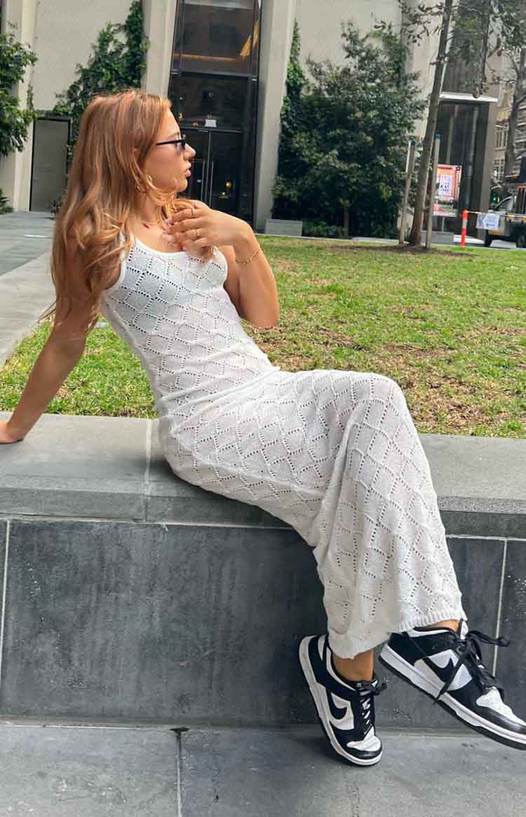 Piper White Knit Maxi Dress Image