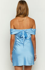 Shimma Blue Satin Mini Dress – Beginning Boutique