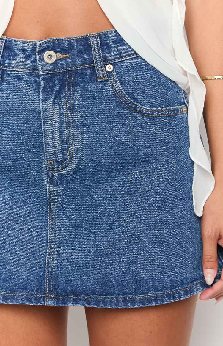 Raquelle Mid Wash Denim Mini Skirt Image