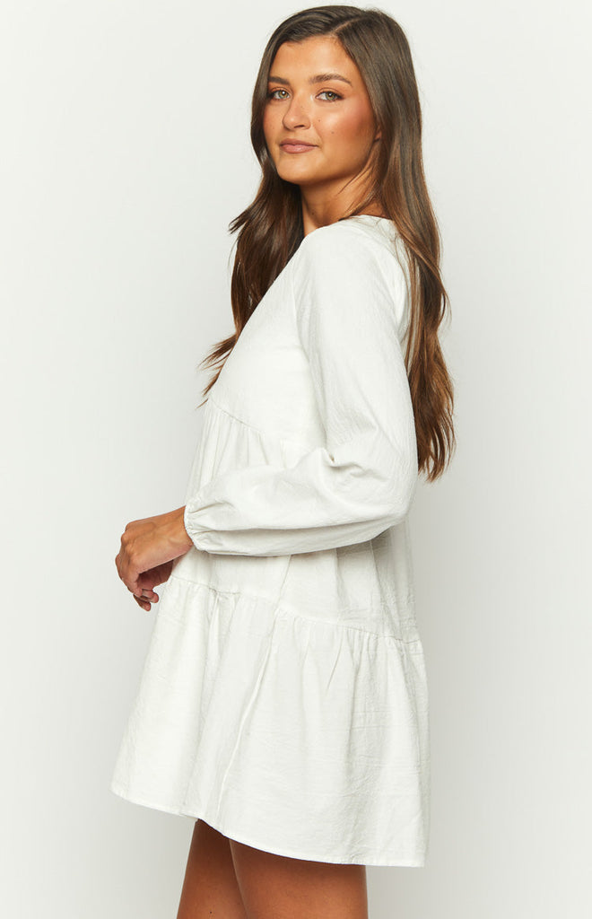 Retta White Long Sleeve Mini Dress – Beginning Boutique US
