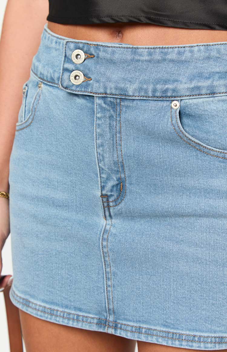 Ria Light Wash Denim Mini Skirt Image