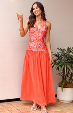 Roxanne Orange Floral Maxi Dress Image