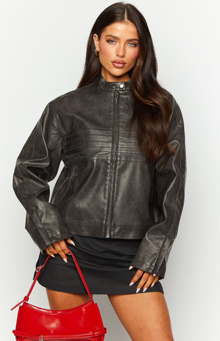 Sam Vintage Black PU Jacket Image