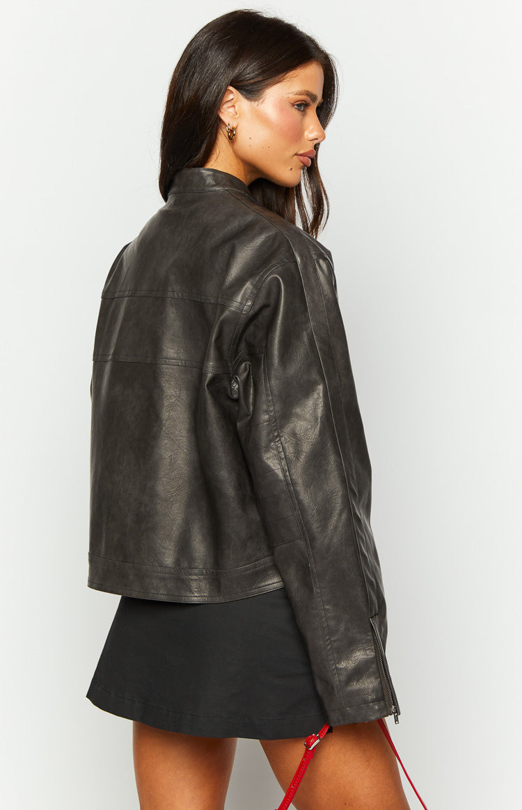 Sam Vintage Black PU Jacket Image