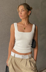 Saturn Cream Panelled Knit Tank Top Image