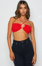 Seoul Red Halter Crop Top Image