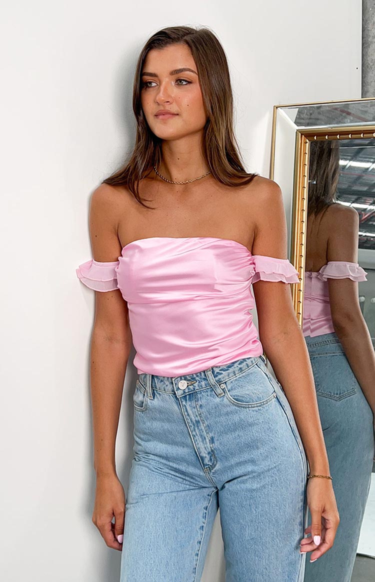 Silvia Pink Satin Crop Top Image