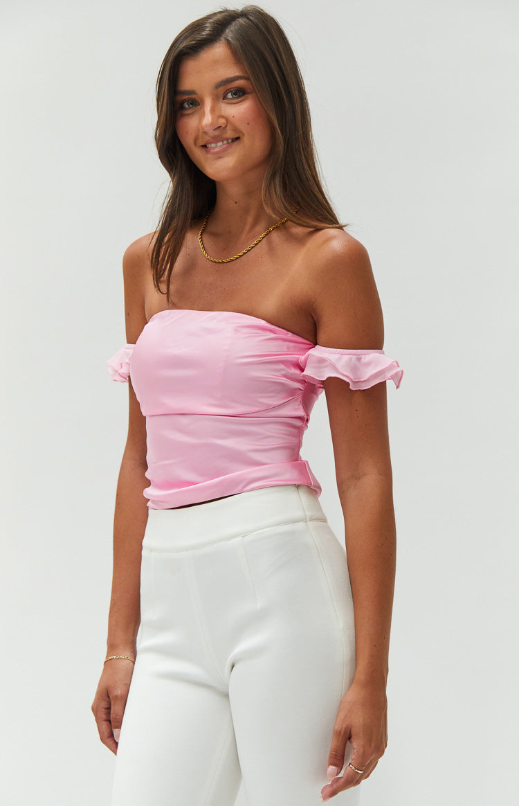 Della Pink Off The Shoulder Long Sleeve Knit Top – Beginning Boutique US