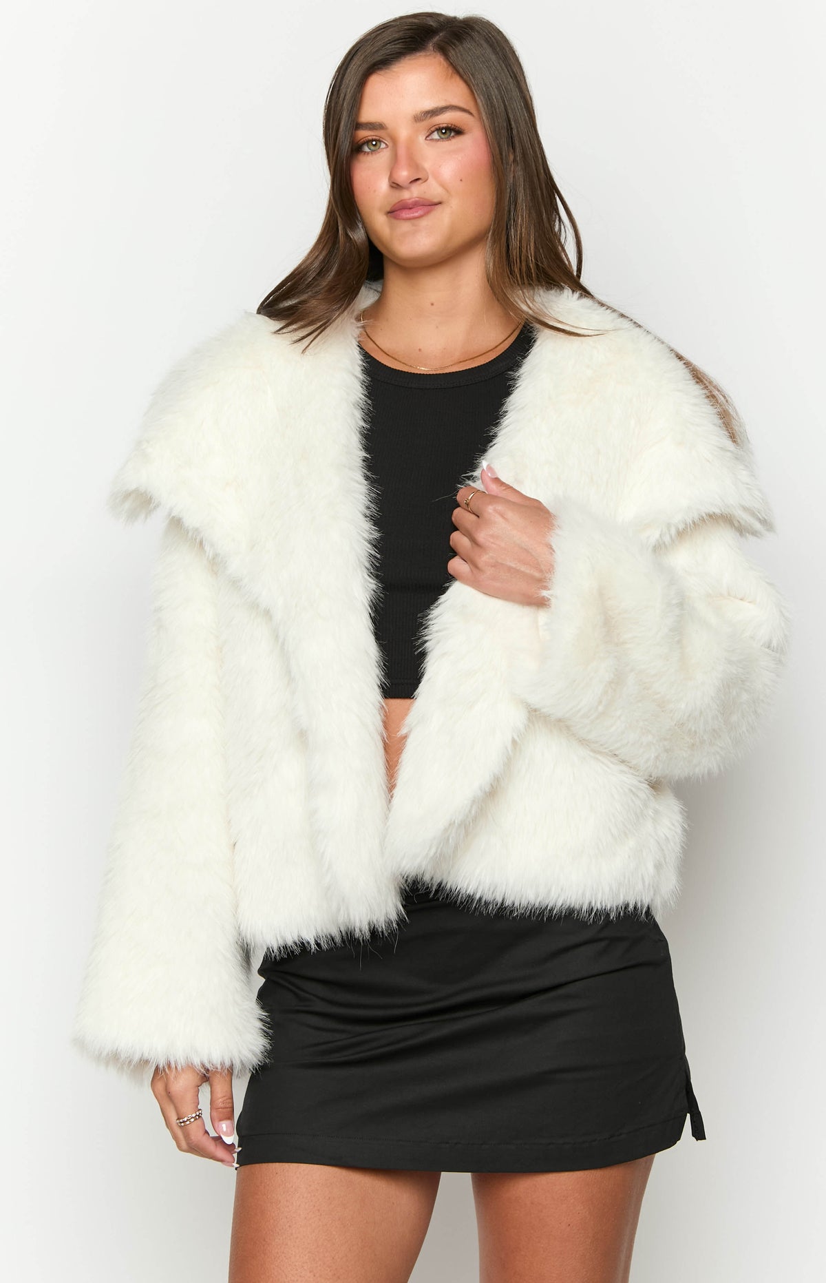 Sophie Cream Faux Fur Jacket Image