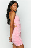 Stacey Ruched Pink Mini Dress – Beginning Boutique Us