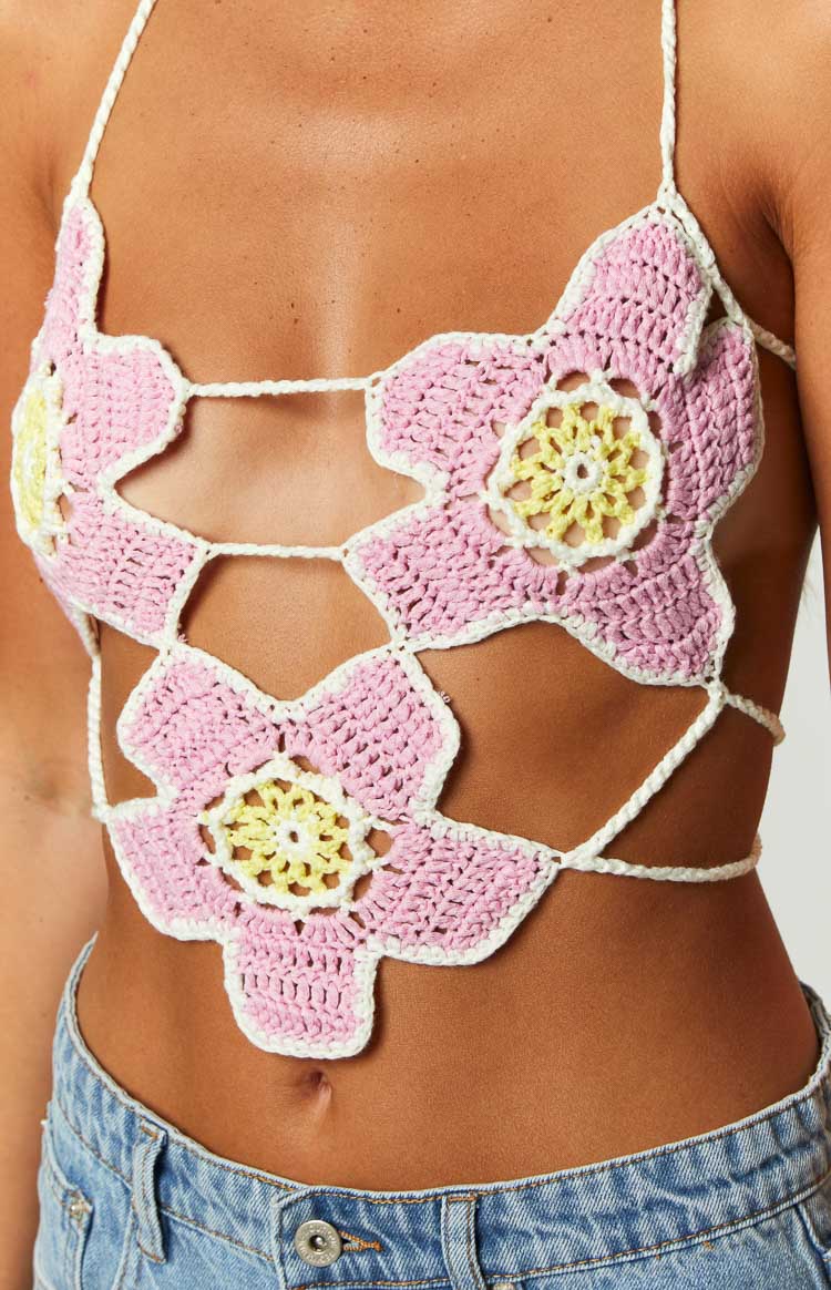Starboy Pink Halter Crochet Top – Beginning Boutique US