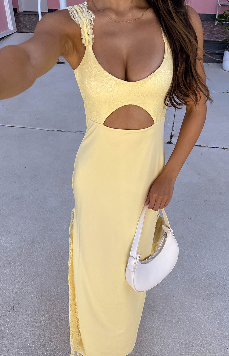 Tiana Yellow Lace Maxi Dress Image