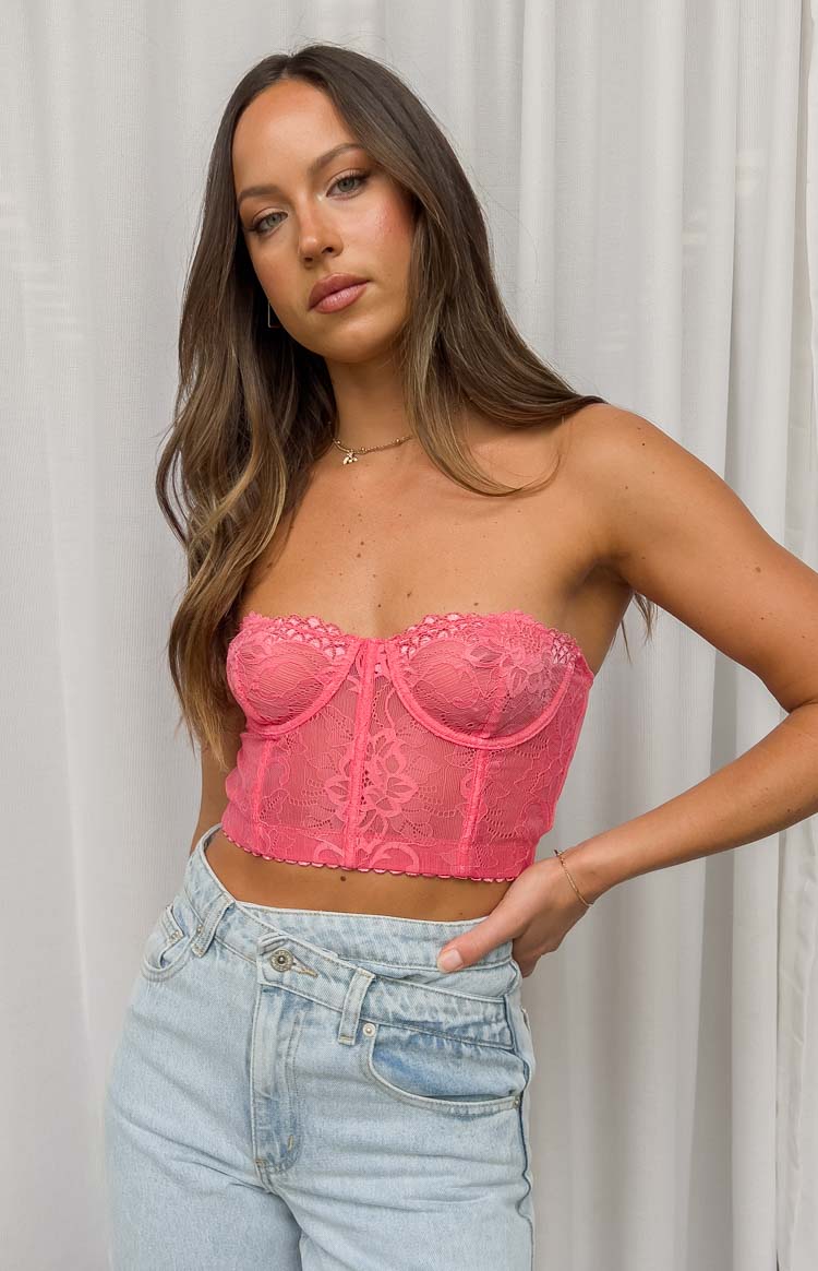 Tiarna Pink Lace Corset Top Boutique US Beginning –
