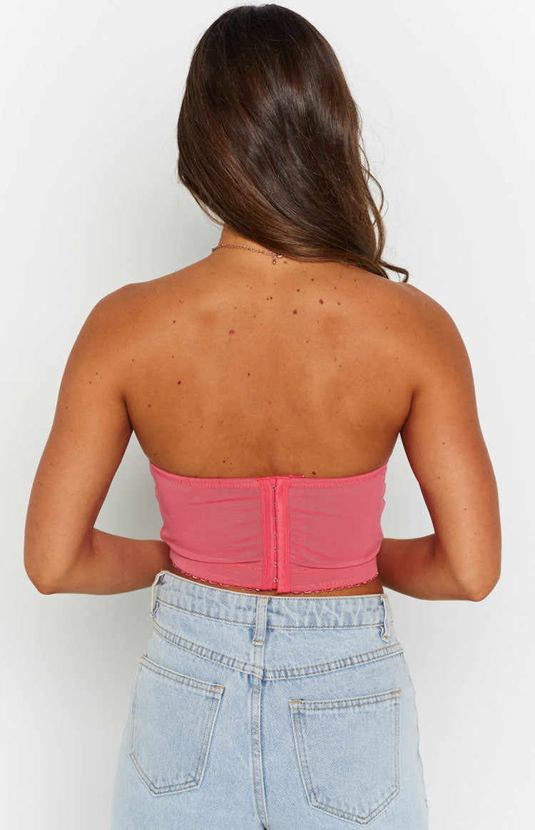 Baby Pink Woven Structured Lace Up Corset Crop Top, Pink