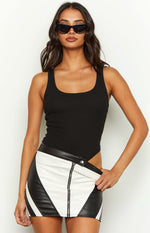 Trespass White Contrast PU Low Waist Mini Skirt Image