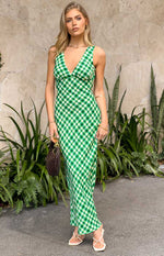 Verlaine Green Check Maxi Dress Image