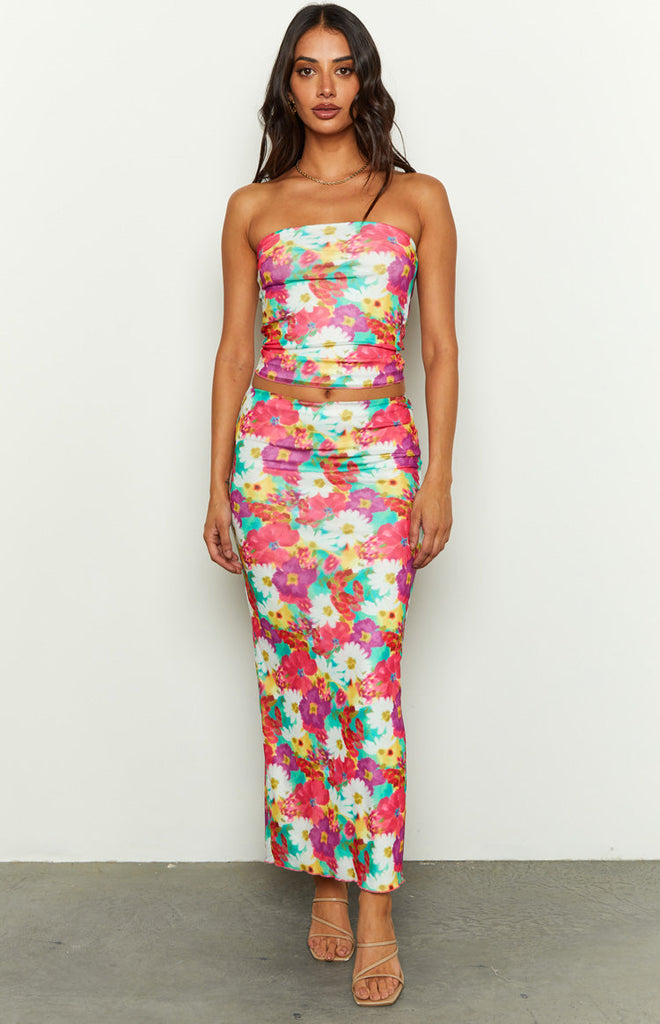 When in Rome Floral Print Mesh Maxi Skirt – Beginning Boutique US