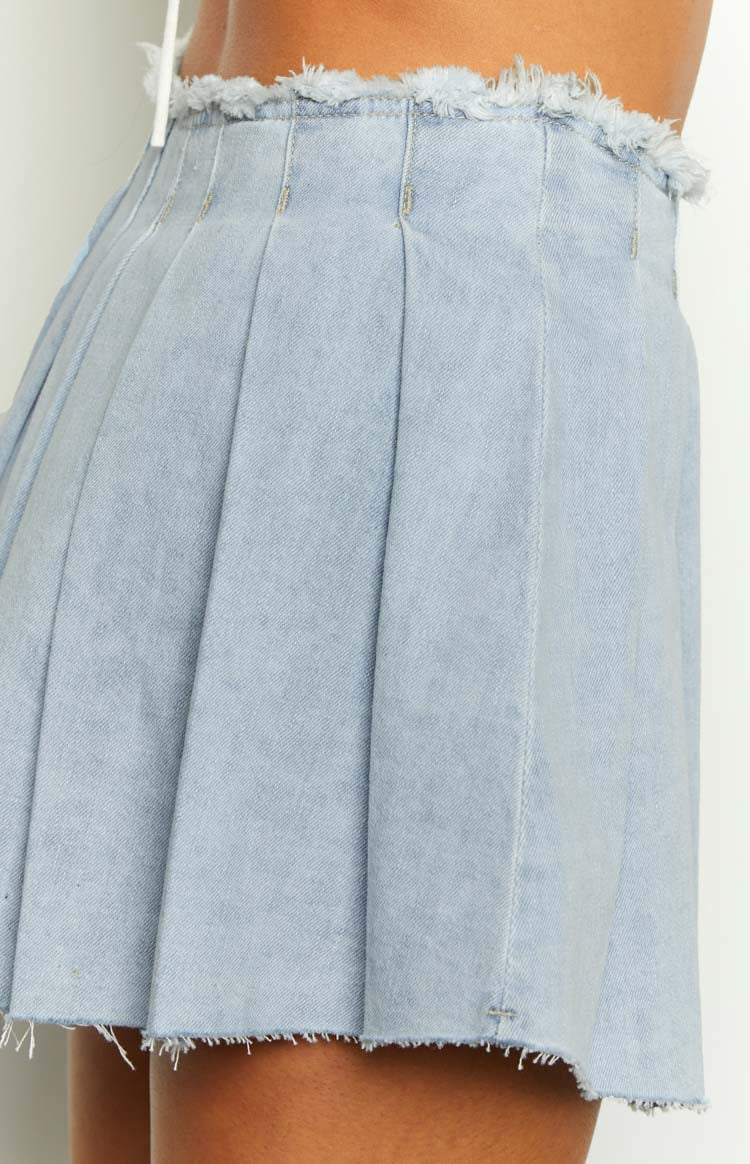 You're Mine Blue Denim Pleated Mini Skirt – Beginning Boutique US
