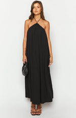 Ziggy Black Halter Neck Maxi Dress Image