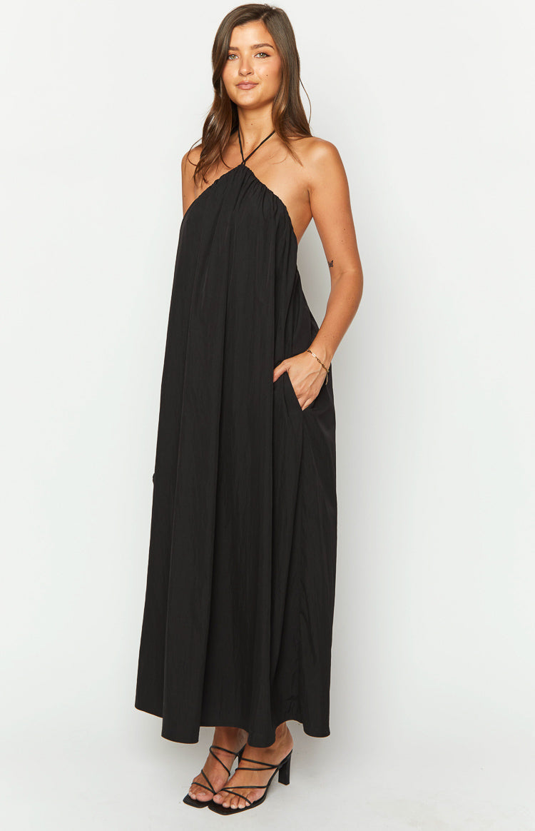 Ziggy Black Halter Neck Maxi Dress Image