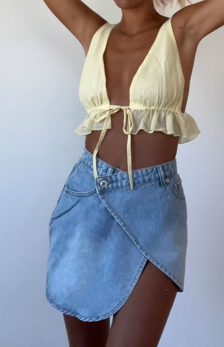 Cool denim wrap skirt hotsell